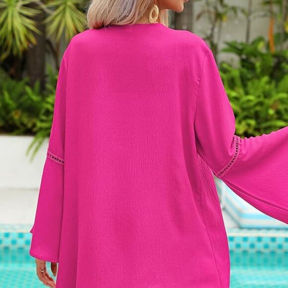 Kimonos for Women Bell Sleeve Loose Kimono Cardigan Casual Open - Picture 2 of 6